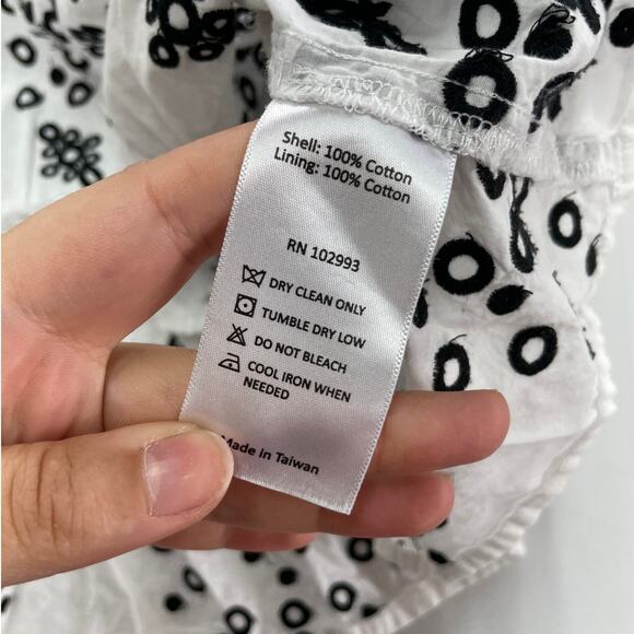 Marissa‎ Webb Dress Womens 4 White Black Eyelet Embroidered Midi Ruffle Cotton - Picture 6 of 12